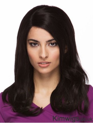 Black 14 inch Cheapest Long Straight Without Bangs Lace Wigs