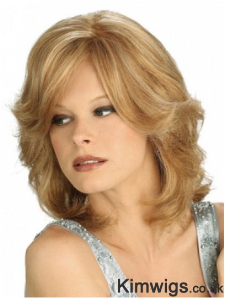 Blonde Shoulder Length Wavy Layered 100% Hand-tied Wig Store Online