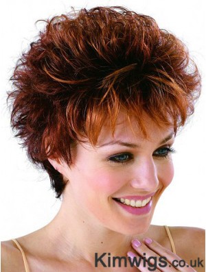 Classic Cropped Wavy Auburn Synthetic Petite Monofilament Wigs