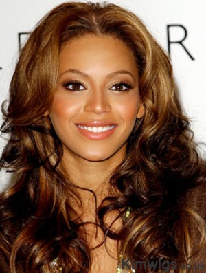 Brown Long Curly Without Bangs Lace Front 22 inch Beyonce Wigs