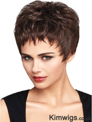 Natural Auburn Cropped Wavy Boycuts Lace Front Wigs