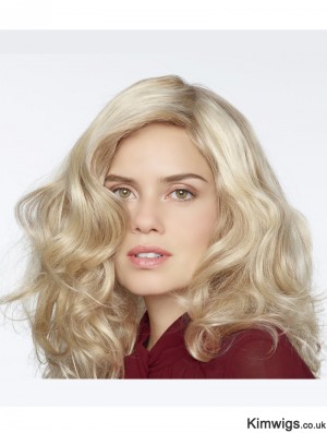 Synthetic Blonde Curly 100% Hand Tied Long Mono Curly Wigs