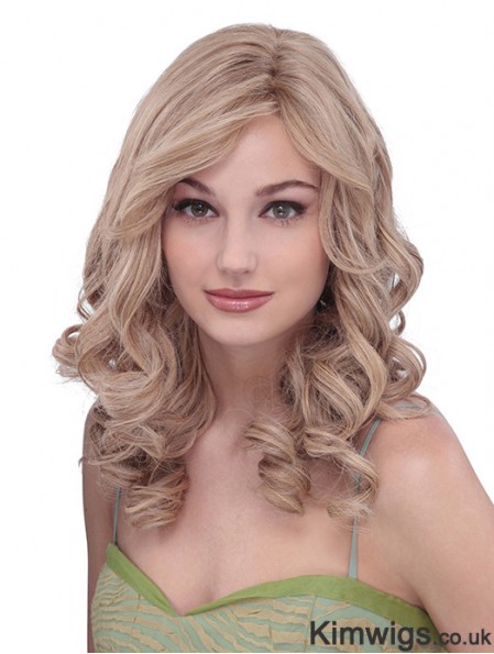 Long Curly Without Bangs Designed Blonde Lace Front Wigs