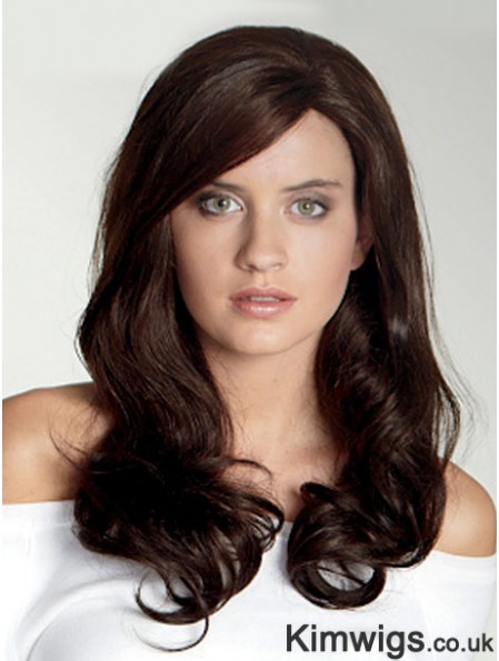 Wavy With Bangs Long Auburn Beautiful Lace Front Wigs