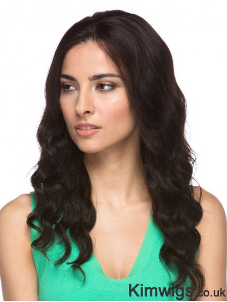 Brown 16 inch Good Long Wavy Without Bangs Lace Wigs