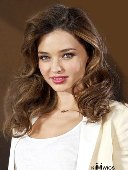Exquisite Brown Long Wavy 16 inch Without Bangs Miranda Kerr Lace Wigs