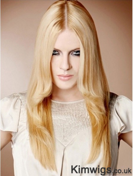 22 inch Straight Blonde 100% Hand Tied Synthetic Mono Cap Wigs