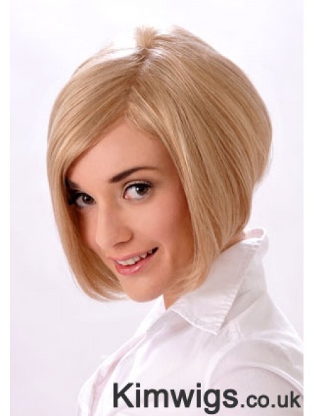 Chin Length Straight Monofilament Blonde Style Bob Wigs