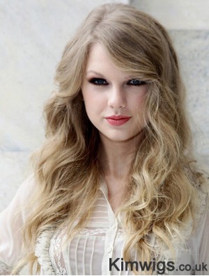 100% Hand-tied With Bangs Wavy Long Blonde Great Taylor Swift Wigs