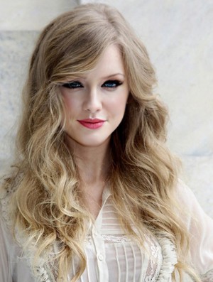 100% Hand-tied With Bangs Wavy Long Blonde Great Taylor Swift Wigs