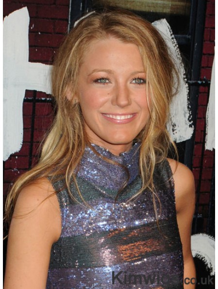 Synthetic Blonde Straight 100% Hand Tied Monofilament Lace Front Blake Lively Wigs UK