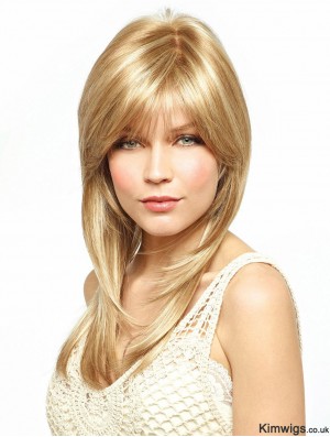 Cheapest Blonde Straight Layered Lace Front Long Wigs