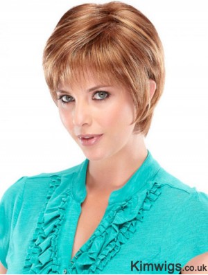 Layered Chin Length Straight Auburn 7 inch New Monofilament Wigs