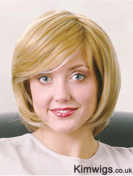 Bobs Chin Length Straight Blonde 12 inch Good Monofilament Wigs