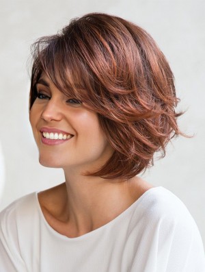 Chin Length Layered Wig Short Red Bob Wig UK Natural Capless Wig