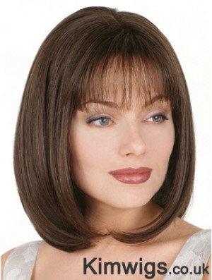 Straight Bob Wig Chin Length Brown Color Bobs Cut With Capless