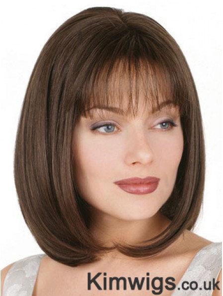 Straight Bob Wig Chin Length Brown Color Bobs Cut With Capless