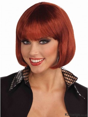 Chin Length Capless Synthetic Red Bob Wig