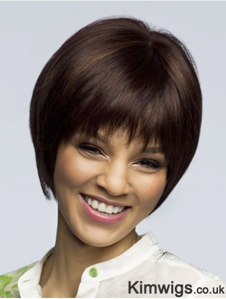 Straight Short Brown 8 inch 100% Hand-tied Fashion Bob Wigs