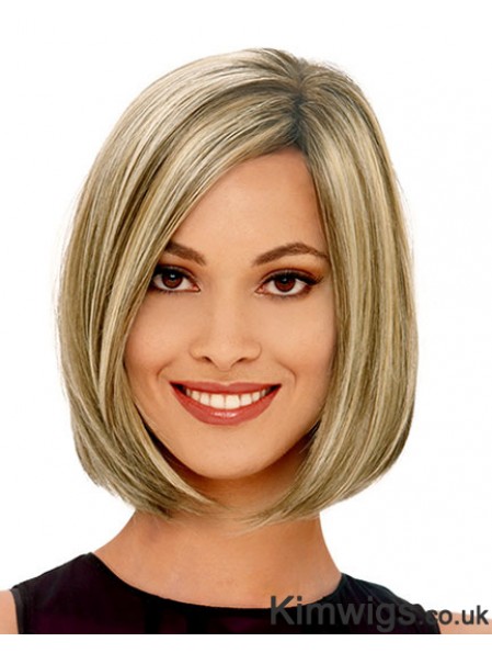 Straight Chin Length Blonde 12 inch Capless Popular Bob Wigs