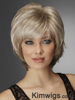 Wavy Chin Length Blonde 10 inch Monofilament Exquisite Bob Wigs