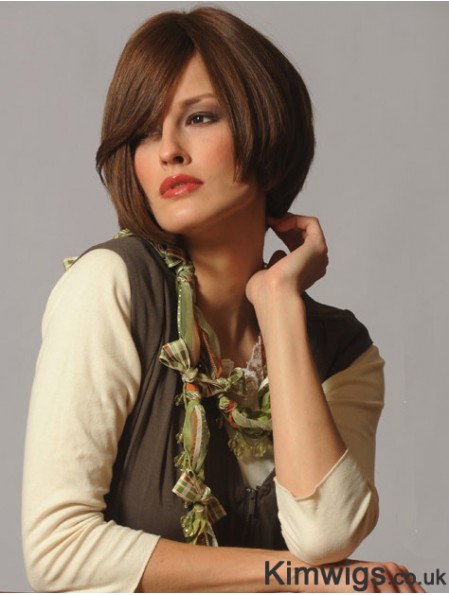 Straight Chin Length Brown 10 inch Capless Flexibility Bob Wigs