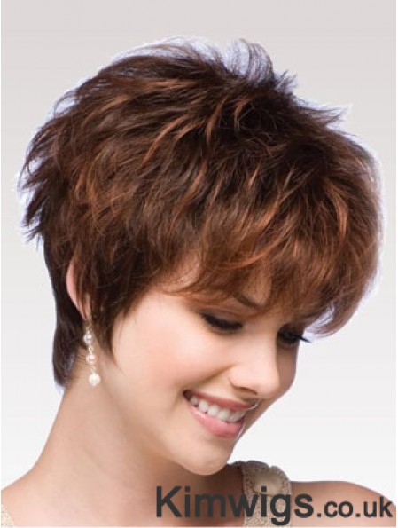 Auburn Wig Boycuts Auburn Color Short Length Wavy Style