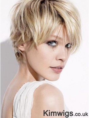 Short Blonde Wigs With Capless Straight Style Boycuts