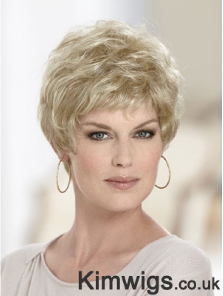 Boycuts Wavy Blonde Capless Discount Short Wigs