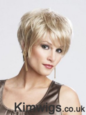 8 inch Sassy Straight Layered Blonde Short Wigs