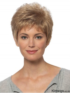 Short Hair Wigs Blonde Color Cropped Length Straight Style