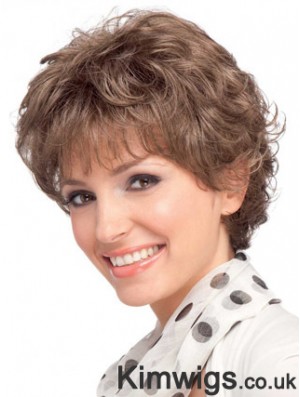 Modern Auburn Short Wavy Layered Human Hair Wigs