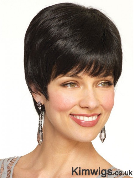 Boycuts Straight Black Capless Popular Short Wigs