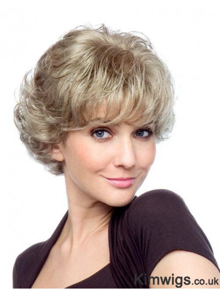 Curly With Bangs Short Affordable Blonde Synthetic Wigs