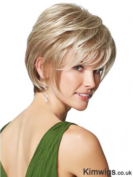 9 inch Cheap Straight Layered Blonde Short Wigs