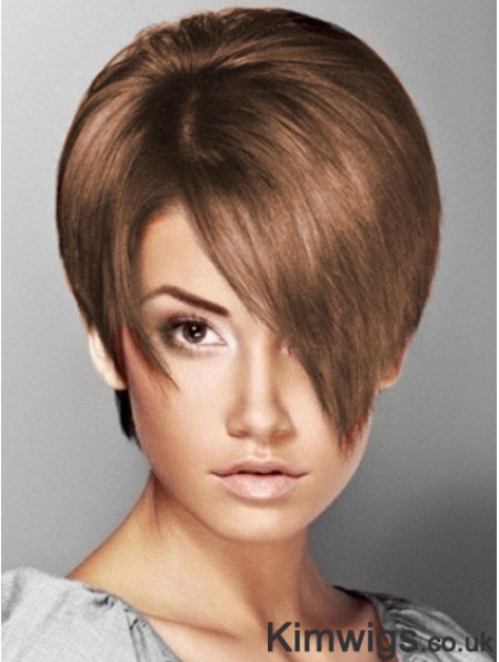 Boycuts Straight Brown Capless Soft Short Wigs