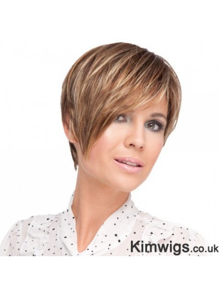 6 inch Discount Straight Layered Blonde Short Wigs