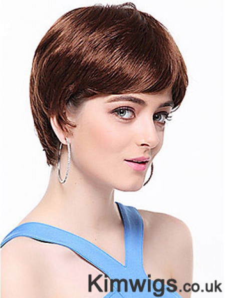 Boycuts Straight Auburn Capless Top Short Wigs