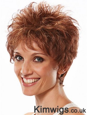 Boycuts Wavy Auburn Capless Flexibility Short Wigs