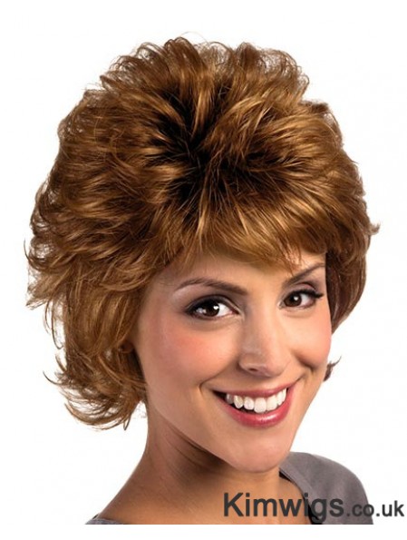 9 inch Popular Curly With Bangs Auburn Short Wigs