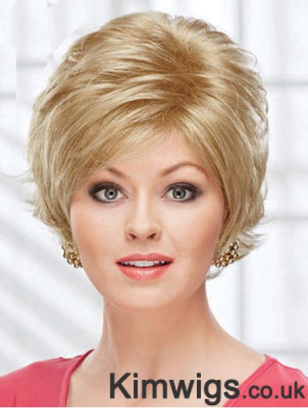 8 inch Beautiful Wavy Layered Blonde Short Wigs