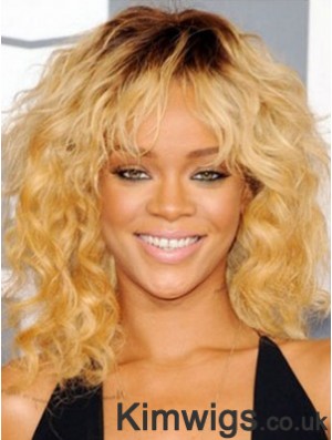 Rihanna Wigs With Capless Synthetic Blonde Color Shoulder Length