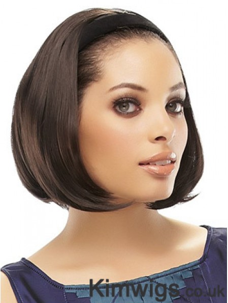 Brazilian Brown Straight Chin Length Half A Wig