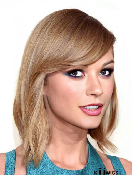 Capless With Bangs Straight Shoulder Length Blonde Affordable Taylor Swift Wigs