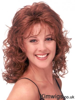 Red Wig Shoulder Length Curly Style With Capless Classic Cut