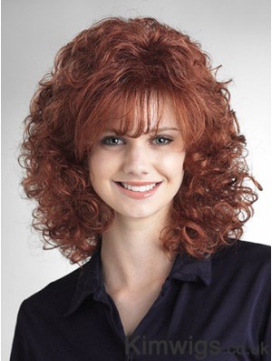 Curly Auburn Durable Shoulder Length Classic Wigs