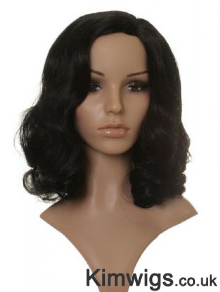 Style Black Shoulder Length Wavy 14 inch Without Bangs Celebrity Wigs