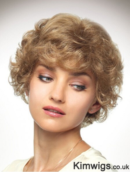 Chin Length Layered 10 inch Curly Blonde Medium Wigs