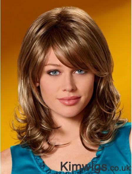 Incredible Wavy Auburn Shoulder Length Layered Medium Wigs