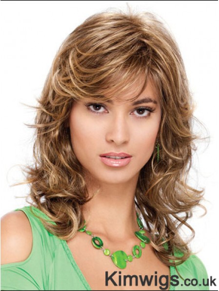 Popular Curly Blonde Shoulder Length Classic Medium Wigs